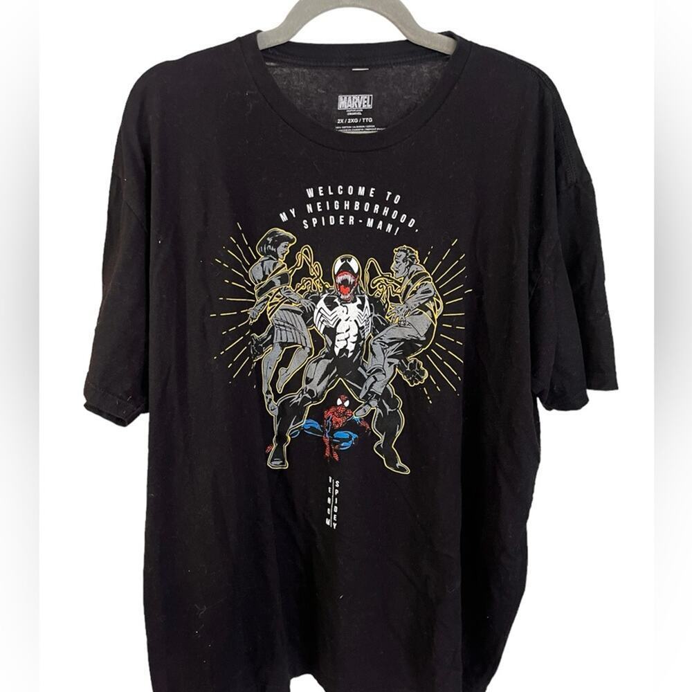Marvel Men’s Black Spider-Man and Venom Welcome to my Neighborhood T Shirt 2XL